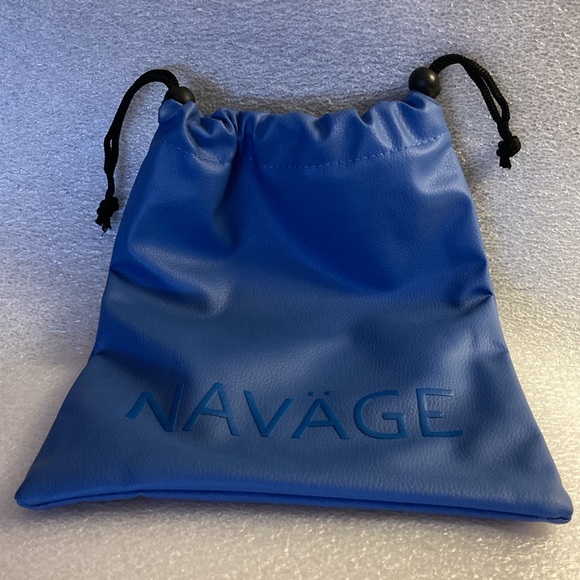 NWOT - Naväge Blue Faux Leather Black Drawstring Travel Bag - Picture 6 of 6